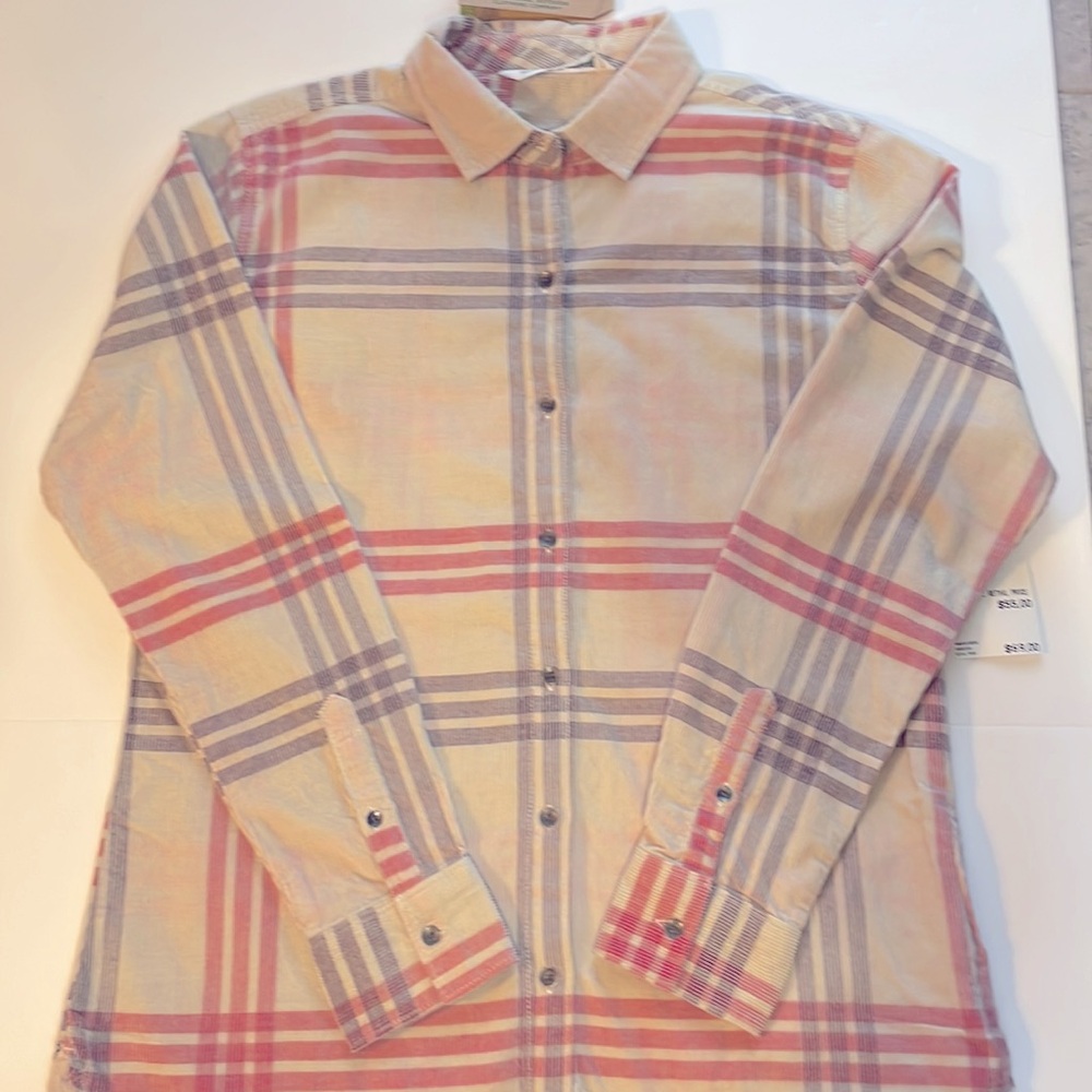 Woolrich Women’s Rappel Corduroy Buttons Long Sleeve 100% Cotton Plaid NWT Top S - Picture 12 of 16